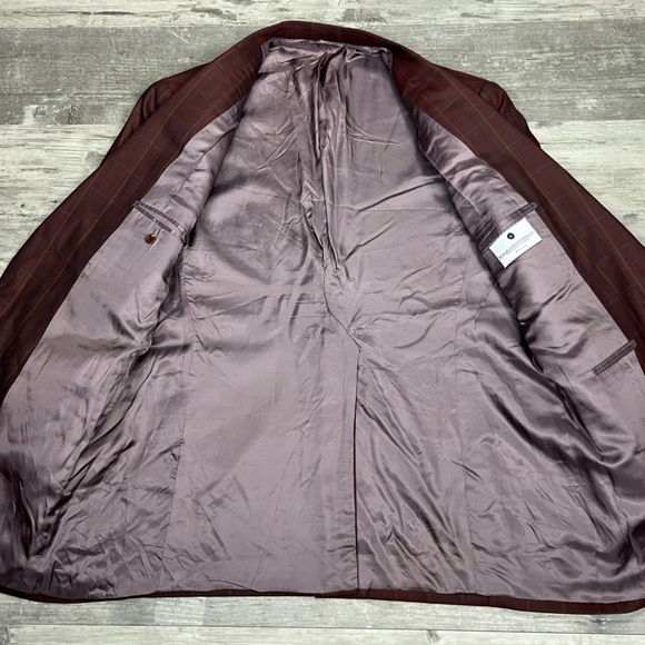 Bespoke Michael Christopher Maroon Plaid Sport Coat 48L - Picture 7 of 9